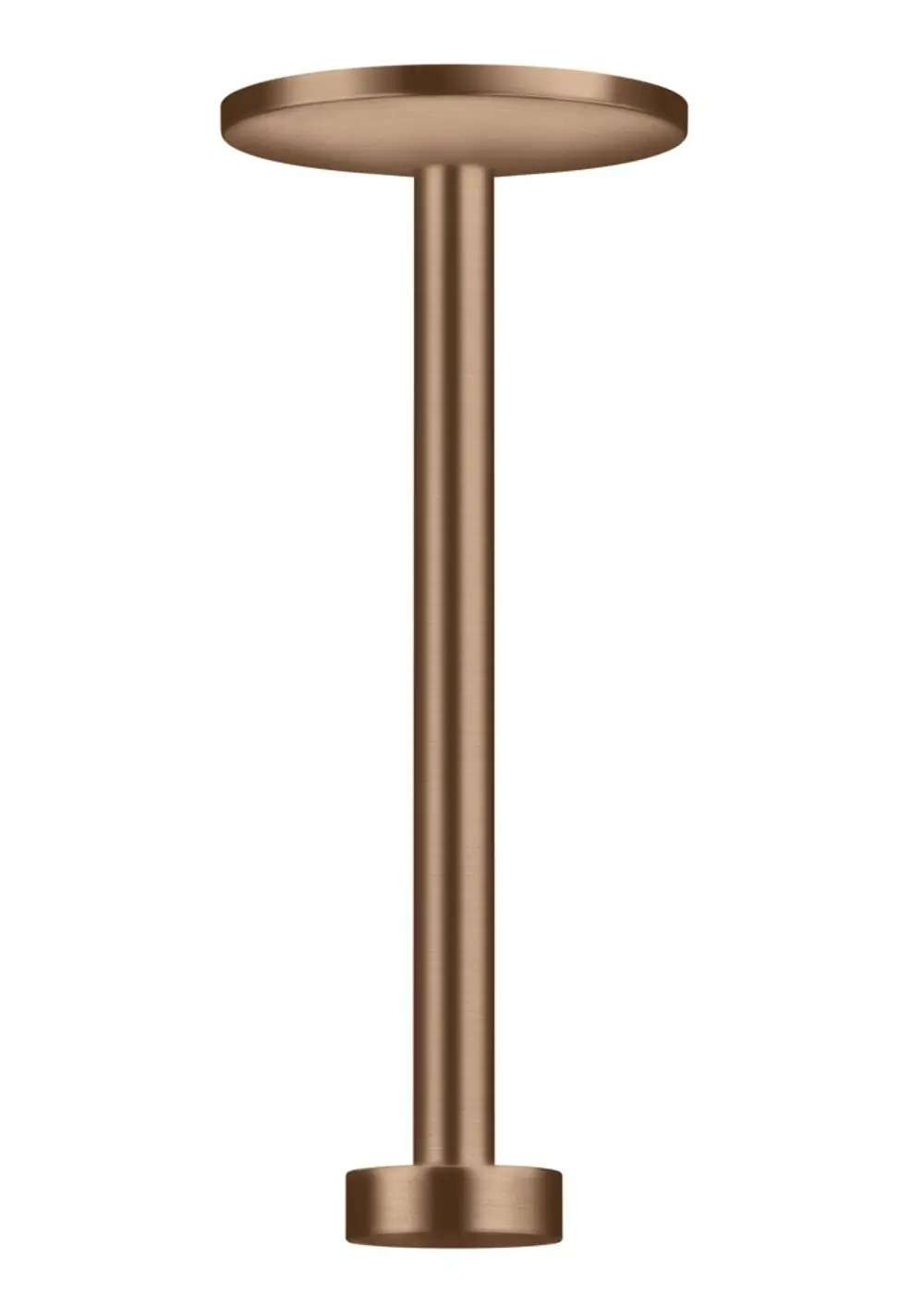 Deckenanschluss mit vertikalem, runden Design in gebürstetem Rotgold von AXOR, geeignet für Kopfbrausen. Funktional und schlichte Formgebung.